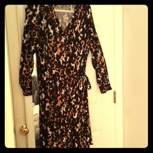 Sexy Dennis Basso Leopard Faux Wrap Dress 1X